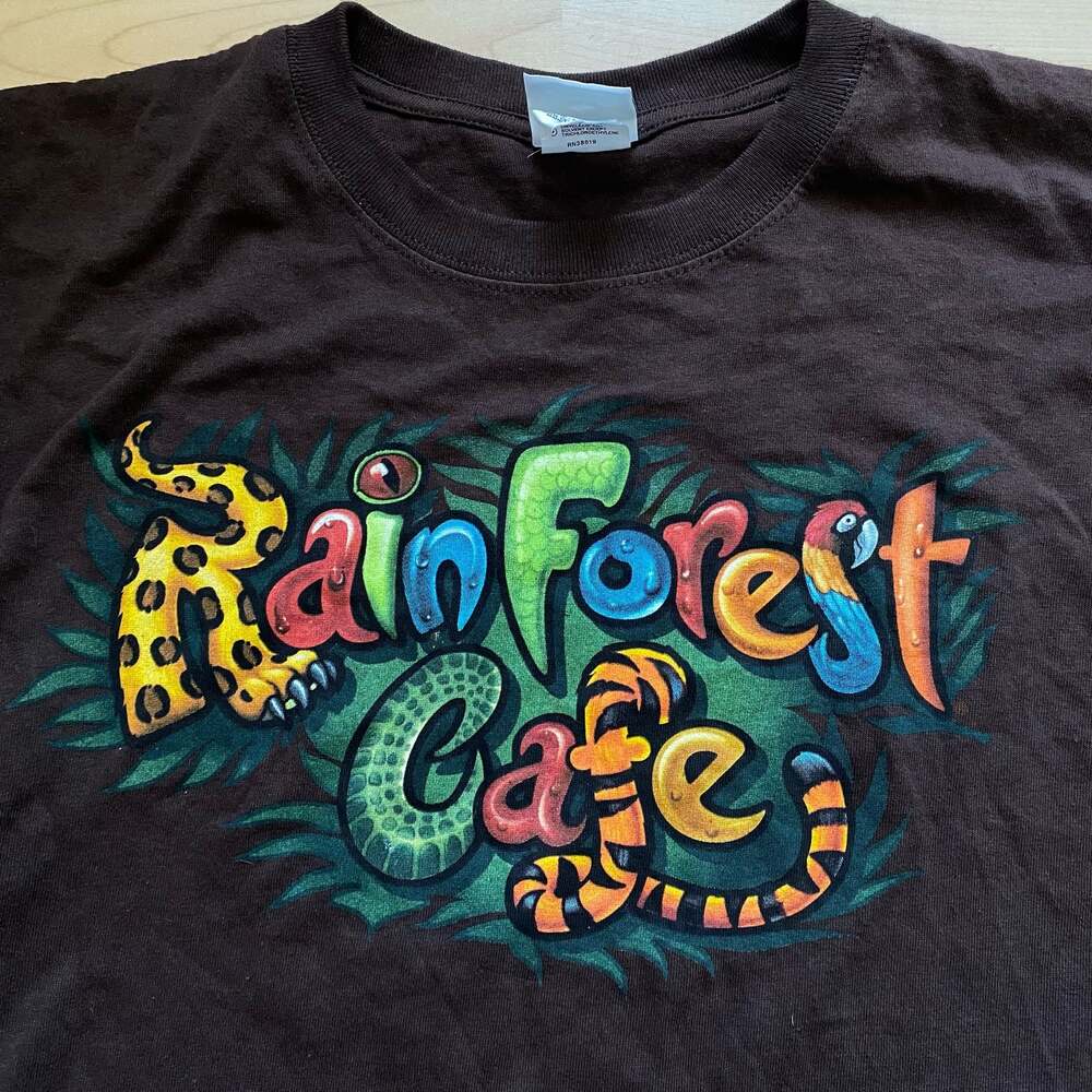 Vintage Rainforest Cafe Souvenir Graphic T-Shirt Brown XL